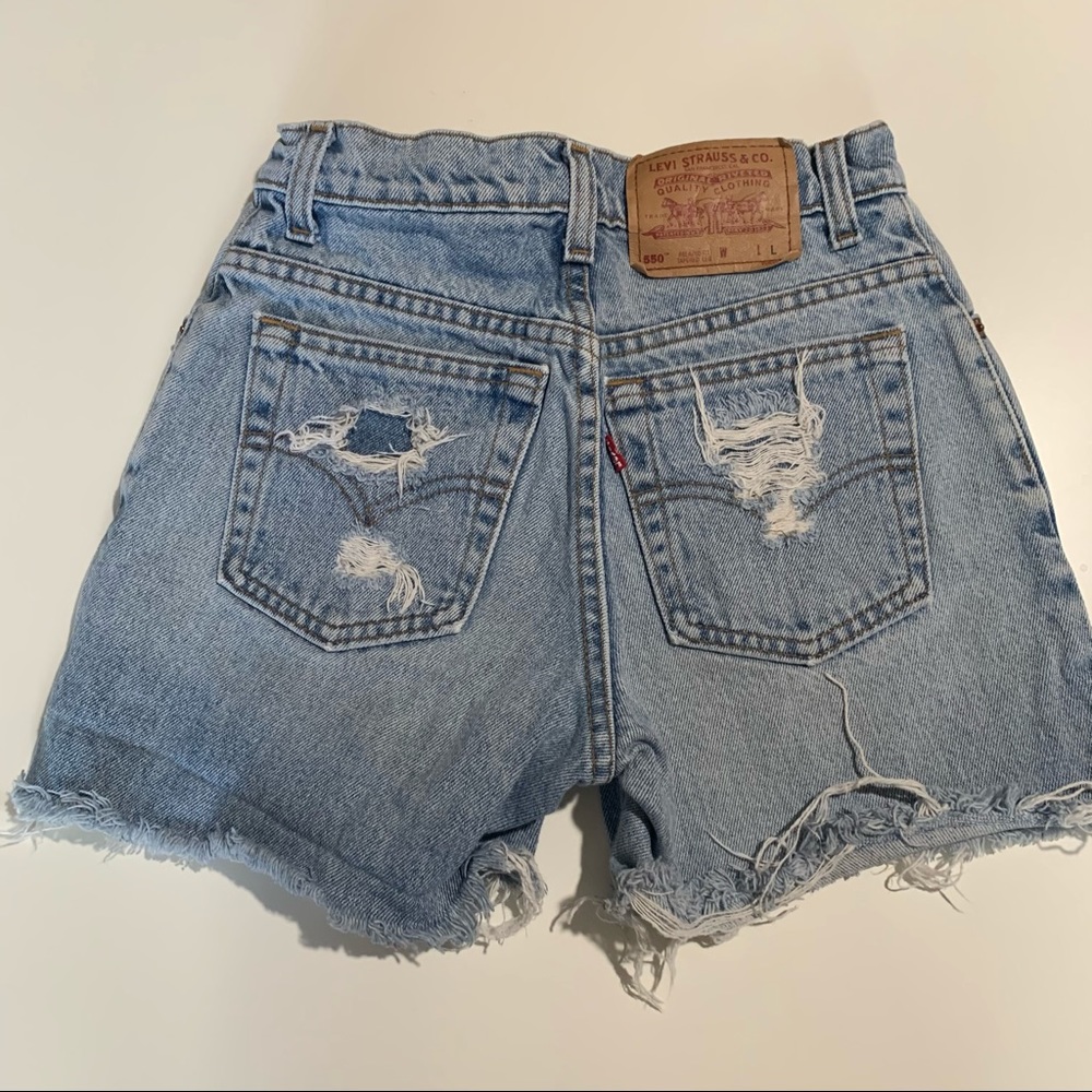 levi’s high waisted denim perfect mom shorts